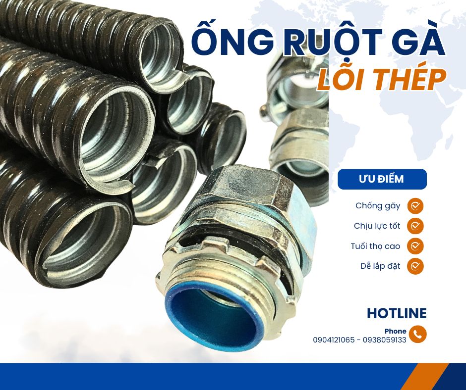 Ống ruột gà lõi thép cho công trình cơ điện